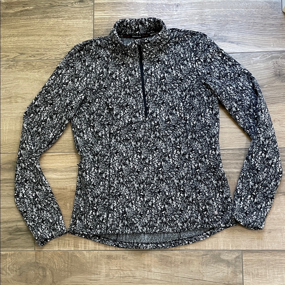 Spyder Active Sweater Women's M Black and White 1/4 zip Pullover Outdoor Workout